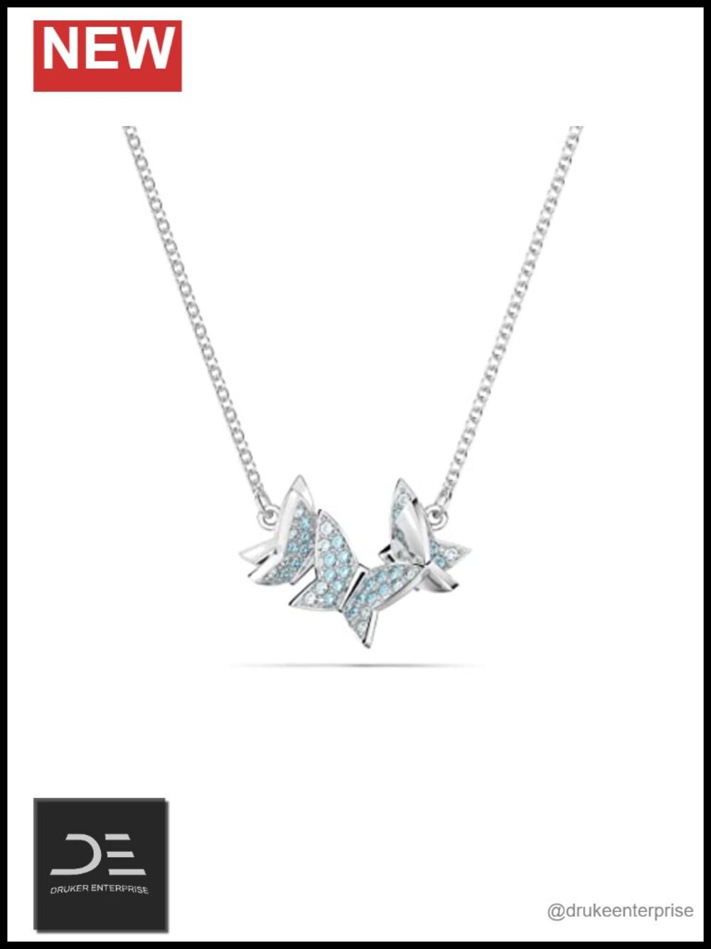 Swarovski Lilia Butterfly Necklace Crystal Pendant Rhodium